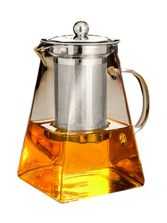 Чайник заварочный пирамидальный из термостойкого прозрачного стекла с сито-фильтром 950 мл URM