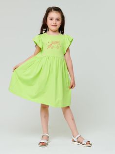 Платье для девочек Веселый малыш 382/17 цв. зеленый р. 116