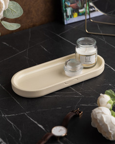 Декоративный поднос Ben S 26x11 см бетон кремовый глянцевый Musko Home