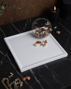 Декоративный поднос Dorian Square L 30x30 см бетон белый матовый Musko Home