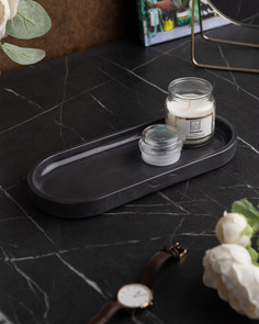 Декоративный поднос Ben S 26x11 см бетон черный глянцевый Musko Home