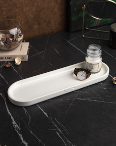 Декоративный поднос Ben M 36x11 см бетон белый глянцевый Musko Home
