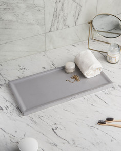 Декоративный поднос для ванной органайзер в ванную Dorian Long S GL, 40x20 см серый Musko Home