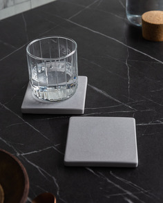 Подстаканник, подставка под горячее Hex Flat (2 шт.), 10x10 см, бетон, серый глянцевый Musko Home