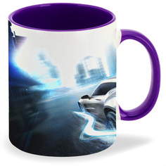 Кружка CoolPodarok asphalt 3d Асфальт Серебряный спорткар