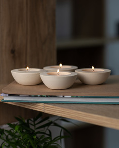 Комплект подсвечников для чайных свечей Suzy, 4 шт., бетон, кремовый матовый Musko Home