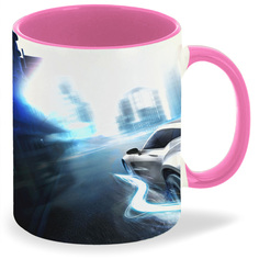 Кружка CoolPodarok asphalt 3d Асфальт Серебряный спорткар
