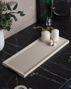 Декоративный поднос Dorian Long L 50x20 см бетон кремовый матовый Musko Home