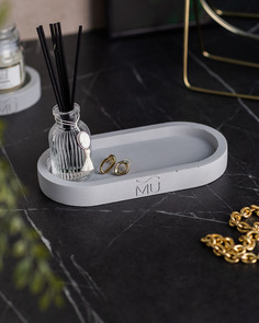Декоративный поднос Lora S 20x10 см бетон серый матовый Musko Home