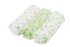 Пеленка Forest kids Облака/Звезды, фланель 130х90 см, 3 шт, зеленый, 3202-13