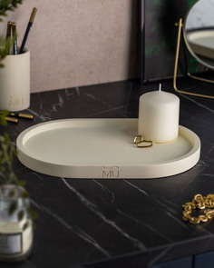 Декоративный поднос Lora XL 30x20 см бетон кремовый матовый Musko Home