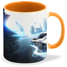 Кружка CoolPodarok asphalt 3d Асфальт Серебряный спорткар
