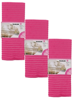 Набор полотенец (ковриков) для сушки посуды из микрофибры кухонное, 50х40 см, розовые URM