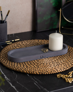 Декоративный поднос Lora M 30x10 см бетон черный матовый Musko Home