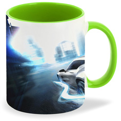 Кружка CoolPodarok asphalt 3d Асфальт Серебряный спорткар
