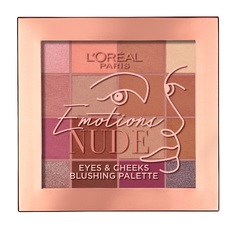 Палетка румян для глаз и щек LOreal Paris Emotion Nuda Eyes&Cheeks Blushing Palette, 15 г