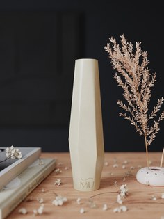 Декоративная ваза MUSKO HOME Megan XS 20 см бетон кремовая глянцевая