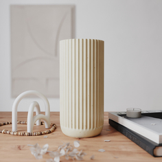 Декоративная ваза MUSKO HOME Chloe M Gloss 24 см бетон кремовая глянцевая