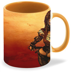 Кружка CoolPodarok age of conan hyborian adventures Девушка с тату на лице Два кинжала