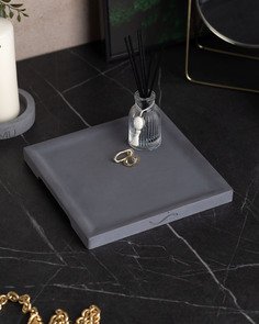 Декоративный поднос Dorian Square S 20x20 см бетон черный матовый Musko Home
