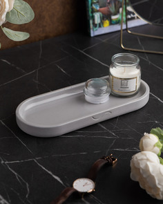 Декоративный поднос Ben S 26x11 см бетон серый глянцевый Musko Home