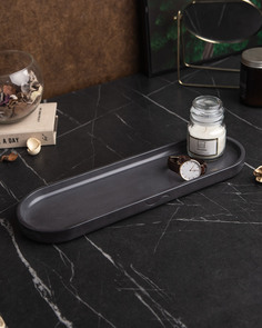 Декоративный поднос Ben M 36x11 см бетон черный глянцевый Musko Home