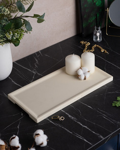 Декоративный поднос Dorian Long S 40x20 см бетон кремовый матовый Musko Home