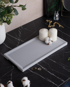 Декоративный поднос Dorian Long S 40x20 см бетон серый матовый Musko Home