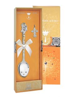 Набор крестильный АргентА Ангел ложка серебряная и крестик, 1404НБ05802