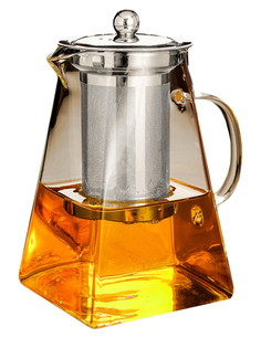 Чайник заварочный пирамидальный из термостойкого стекла с сито-фильтром 1200 мл URM