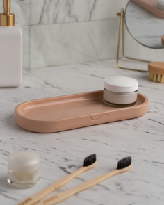 Декоративный поднос органайзер для косметики и мелочей Ben S GL, 26x11 см розовый Musko Home