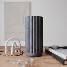 Декоративная ваза MUSKO HOME Chloe M Matte 24 см бетон черная матовая