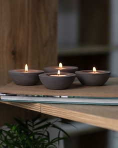 Комплект подсвечников для чайных свечей Suzy, 4 шт., бетон, черный матовый Musko Home