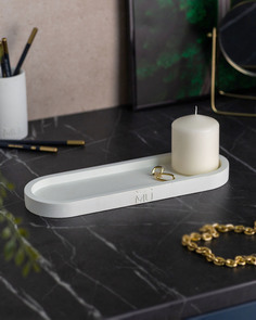 Декоративный поднос Lora M 30x10 см бетон белый матовый Musko Home