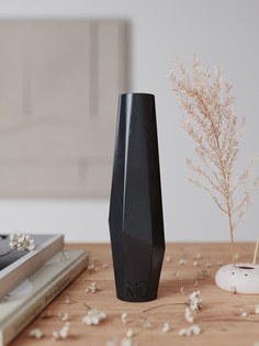Декоративная ваза для цветов и сухоцветов Megan XS, 20 см, бетон, черная глянцевая Musko Home