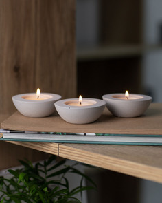 Комплект подсвечников для чайных свечей Suzy, 3 шт., бетон, серый матовый Musko Home