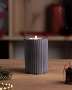 Декоративный подсвечник для чайной свечи Chloe M, 7x10 см, бетон, черный матовый Musko Home