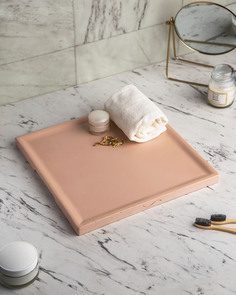 Декоративный поднос для ванной органайзер в ванную Dorian Square L GL 30x30 см розовый Musko Home
