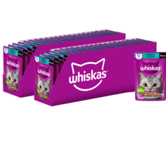Влажный корм Whiskas для взрослых кошек, желе с говядиной и кроликом, 56 шт по 75 г