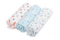 Пеленка Forest kids Облака/Звезды, фланель 130х90 см, 3 шт, голубой, 3202-12