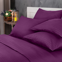 Постельное белье LOVEME Violet 1,5сп, наволочки 70х70 см, страйп-сатин, 100% хлопок