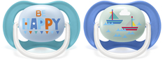 Пустышка Philips ultra air Lime, Be happy/Кораблик, 6-18 мес, 2 шт SCF080/15