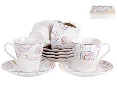 Набор чайный 200мл 12 предметов Круги на воде 4736 Коралл