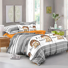 Простыня из основы на резинке Mercury Home Спящий кот Евро/Евро макси 220x240 Поплин