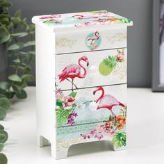 Шкатулка дерево 3 ящика "Фламинго" 18х11,5х7,5 см Sima-Land