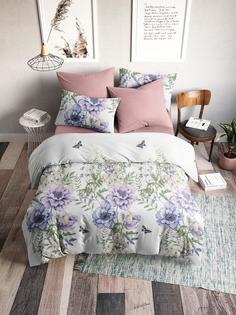 Комплект постельного белья Ночь Нежна ROYAL Цветы дымка 7960-2+609 Поплин сем. 70х70