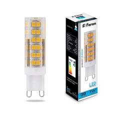 Лампочка Feron G9 220V 7W(600lm 270 град.) 6400K 6K прозрачная 60x16, LB-433 25768