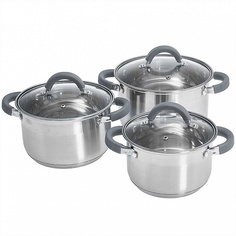 WEBBER BE-625/6 Набор посуды из нерж.стали 6 пр. 2,2л, 3,0л, 4,0л