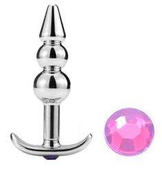 Анальная пробка-пирамидка Oyo металлическая с розовым кристаллом