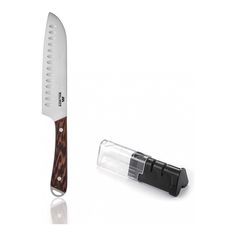 Набор Walmer 2 предмета: нож Сантоку Wenge 18 см точилка для ножей складная Home Chef